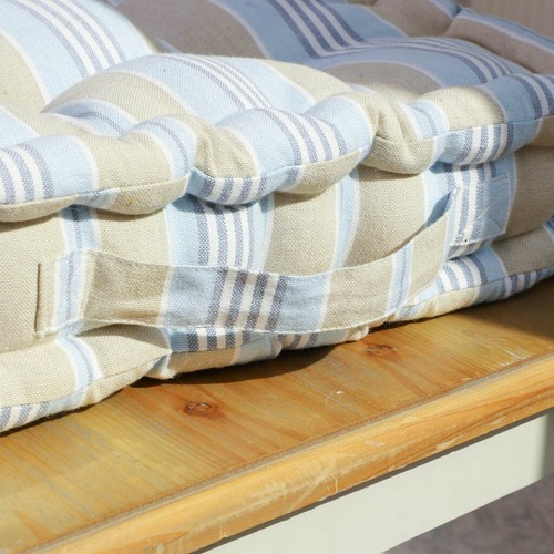 Sets of 2 Waterproof Outdoor Garden Box Cushions Tie On Fabric Patio Seat Pads - Picture 5 of 22