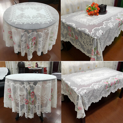 Vintage Embroidered Lace Tablecloth Dining Table Runner Cover Wedding Home Decor Vintage Embroidered Lace Tablecloth Dining Table Runner Cover Wedding Home Decor