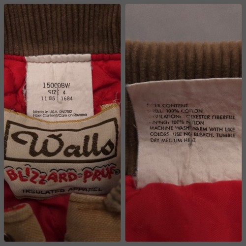 Vtg Walls Blizzard Pruf Coveralls Kids 4 Brown Canvas Quilt Lined Workwear Suit - Picture 2 of 24