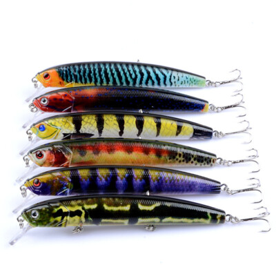 6PCS Floating Wobblers Minnow 12.5cm 16g Fishing Lure Crankbait Fishing Tackle