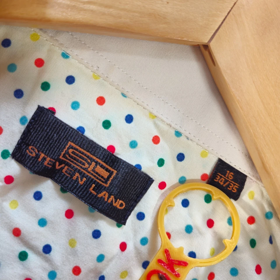 Camisa de vestir Steven Land multicolor colorido patrón de puntos puños franceses 16 (34/35) Foto 2 de 4