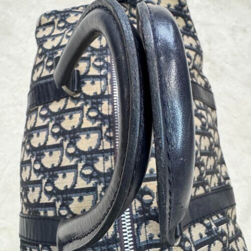 CHRISTIAN DIOR Trotter Boston Bag Navy Canvas Leather France Used Authentic Used - Picture 15 of 15