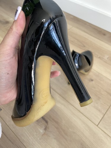 Vintage Gucci Patent Leather Heels ITALY Black Size 37 - Picture 16 of 19