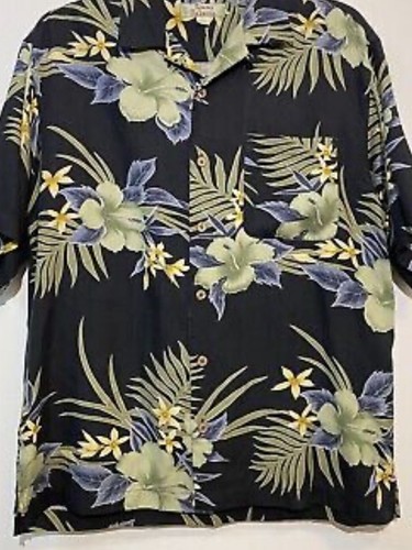 Tommy Bahama 100% Silk Tropical Hawaiian Floral Button Up Shirt L - Picture 6 of 6