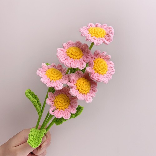 Handmade Knitted Daisy Flower Bouquet Crochet Flowers Home Party Decoration DIY - Picture 9 of 15