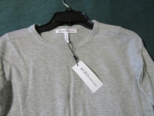 Neu mit Etikett langes grau meliertes BCBGeneration Pulloverkleid Größe S Seite 16" Schlitze Hi Lo - Bild 9 von 9