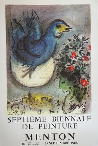 Marc CHAGALL : Colombe bleue, Affiche d’époque