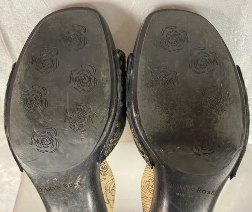 Womens TARYN ROSE Black Tan Paisley Suede Wood Heel Mule/Slide Sandals Sz 41 - Picture 10 of 12