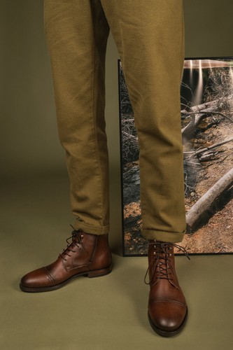 Vegane Boots knöchelhohe Derby- Cap- Toe- Elegant atmungsaktiv Futter rutschfest - Picture 6 of 9