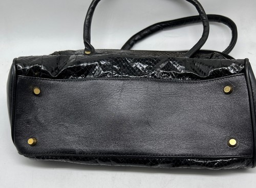 Rarissima borsa a mano ALBI in pelle di serpente nera - Foto 4 di 12
