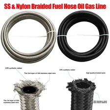 Fuel Hose Oil Gas Air Line AN4-AN6-AN8-AN10-AN12 Nylon/Stainless Steel Braided