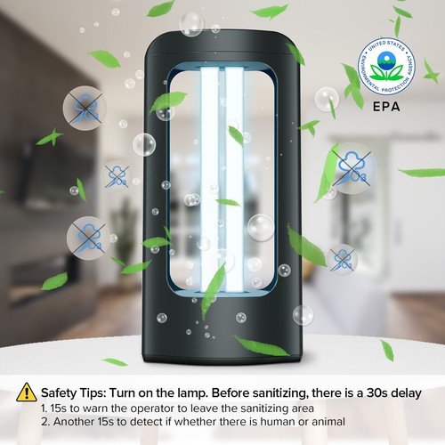 27W UV Light Sanitizer with Remote Control Timer 99.99% Cleaning Light for Home - Picture 5 of 7
