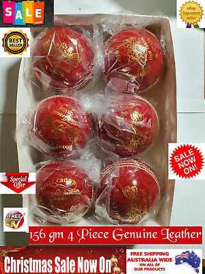 156gm Turf 40 /& 80 OVERS Premium Quality 100/% Pure LEATHER 4 Piece Cricket Ball
