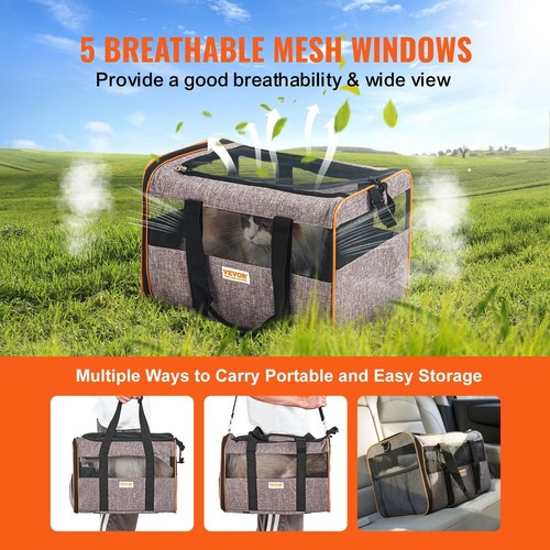 Cat Carrier w/ Wheels & Telescopic Handle & Shoulder Strap for Pets under 22 lbs - Picture 5 of 11