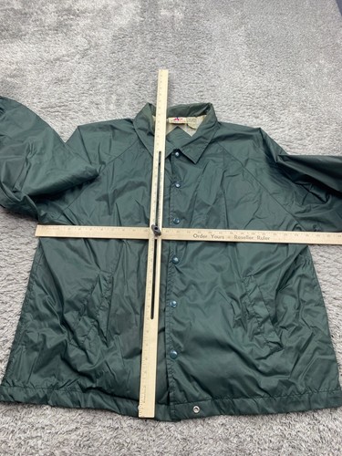 Athletech Jacket Men Large Sage Green Satin Blanket Lined Snap Nylon Windbreaker - Picture 5 of 9