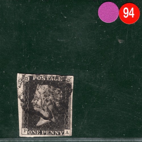 PENNY BLACK 1840 QV Stamp GB SG.2 1d Plate 8 (PA) *STATE 1* MX Cat £525+ PRED94 - Picture 6 of 6