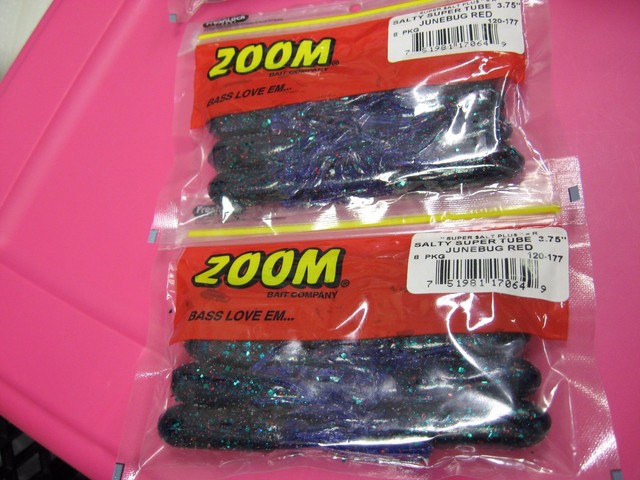 Lures Per Pack In Color Black Red Glitter Zoom Salty Super Tube 3.75/" With 8