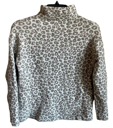 Christian Siriano NY Long Sleeve Pullover Sweater Animal Print SZ S Taupe Cream - Picture 2 of 8