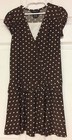 George Girls Dress Size 7 to 8 Brown White Polka Dot School 14