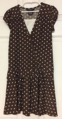George Girls Dress Size 7 to 8 Brown White Polka Dot School 14