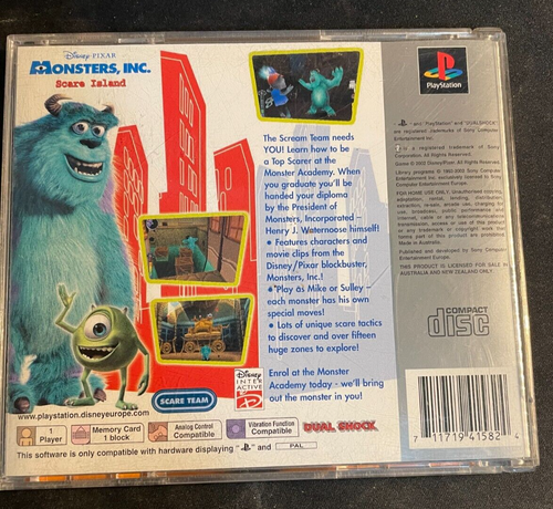MONSTERS INC. SCARE ISLAND PAL SONY PLAYSTATION 1, PS1 + MANUAL PROBADO - Imagen 3 de 3