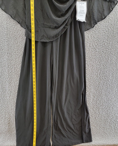 MSK Side-Draped Cold-Shoulder Jumpsuit Women's L Black Embellished Back Zip - 第 8/15 張圖片
