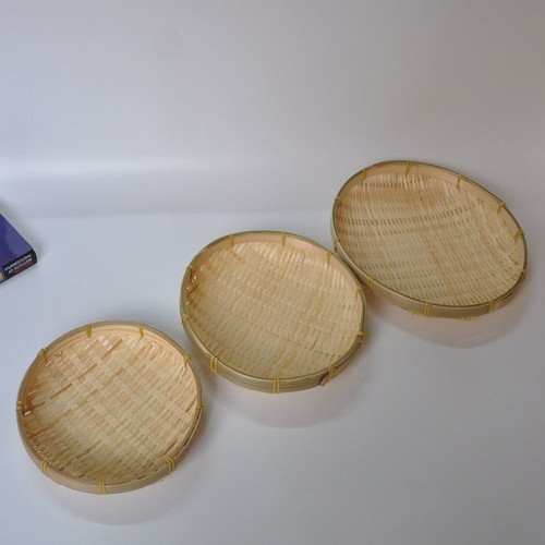 18CM Woven Bamboo Tray Flat Bamboo Storage Tray Food Storage - Picture 7 of 9