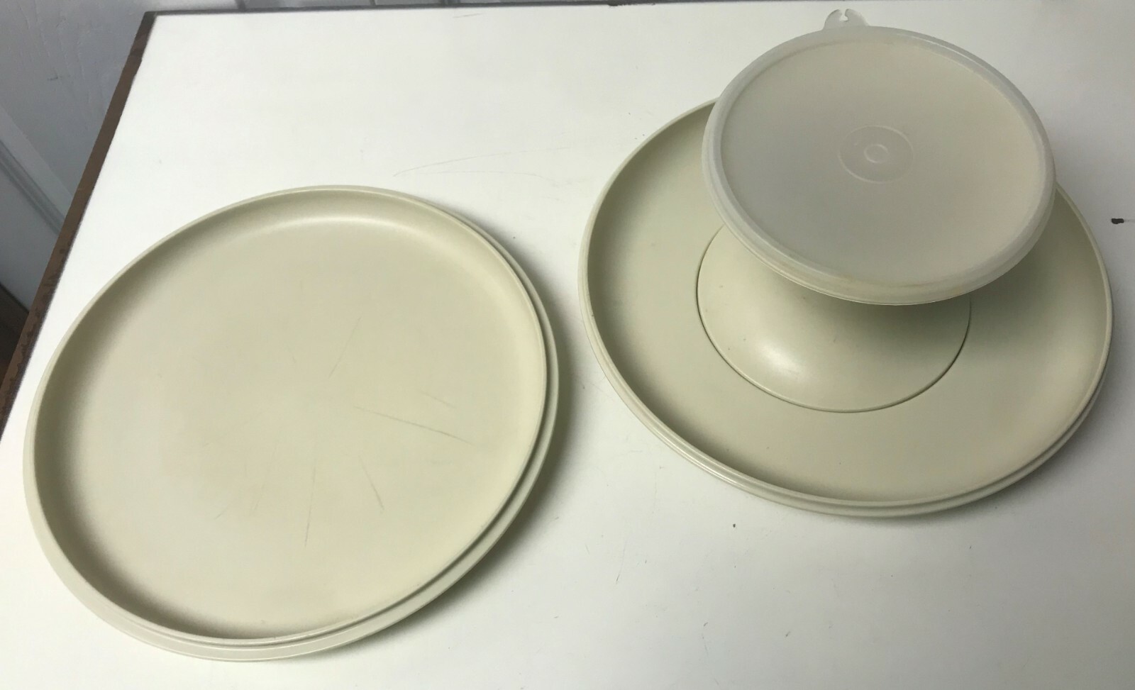 Vintage Tupperware 4 Piece Cake Stand Chip Dip Pedestal Serving Set eBay