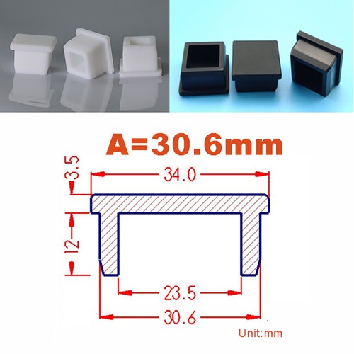 9.6-50.6mm Square Rubber End Caps Tube inserts Bungs Blanking Plugs Furn. Feet - Picture 32 of 42
