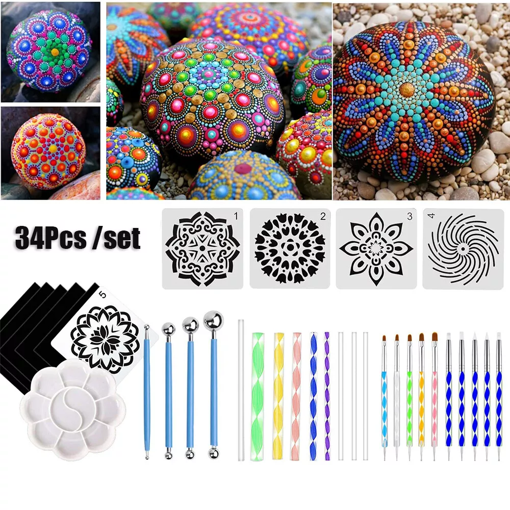 Mandala Dotting Tools Set Rock Painting Kit Nail Art Craft Pens