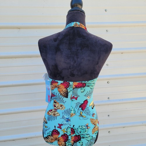 NWT $85 1PC WOMENS CHRISTINA SWIMWEAR BUST SUPPORT SWIMSUIT Aqua Butterflys sz 8 - Picture 12 of 13
