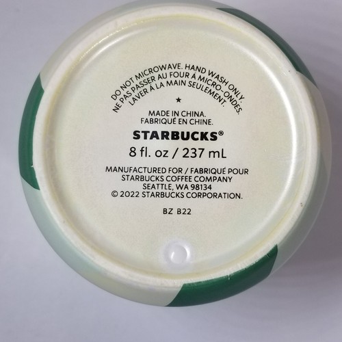 Taza de café Starbucks taza de cerámica con tapa bastón de caramelo verde menta 8 oz 2022 - Imagen 9 de 9