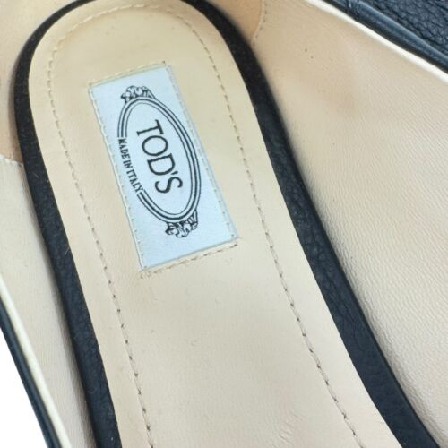 TOD'S Black Leather Studded Bow Ballerina Borchie Women's Flats 40.5 - 10US - Picture 6 of 9