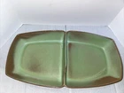 Rare branded FRANKOMA Pottery Green Brown Divided Serving Dish 94QD