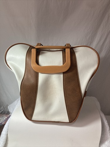 Vintage Bowlingballtasche, Marke??? Pullmatic Reißverschluss, weiß und hellbraun