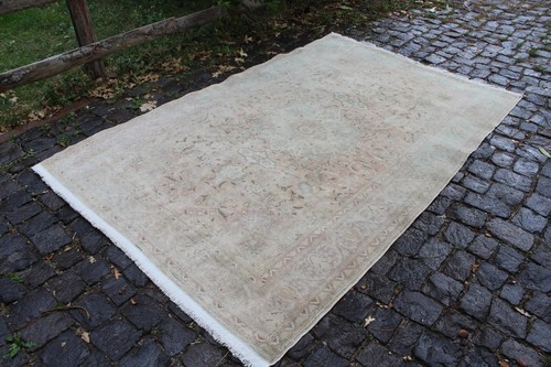 Vintage Handmade Turkish Oriental Wool Bedroom Oushak Area Carpet Rug, Origin : - Picture 6 of 10