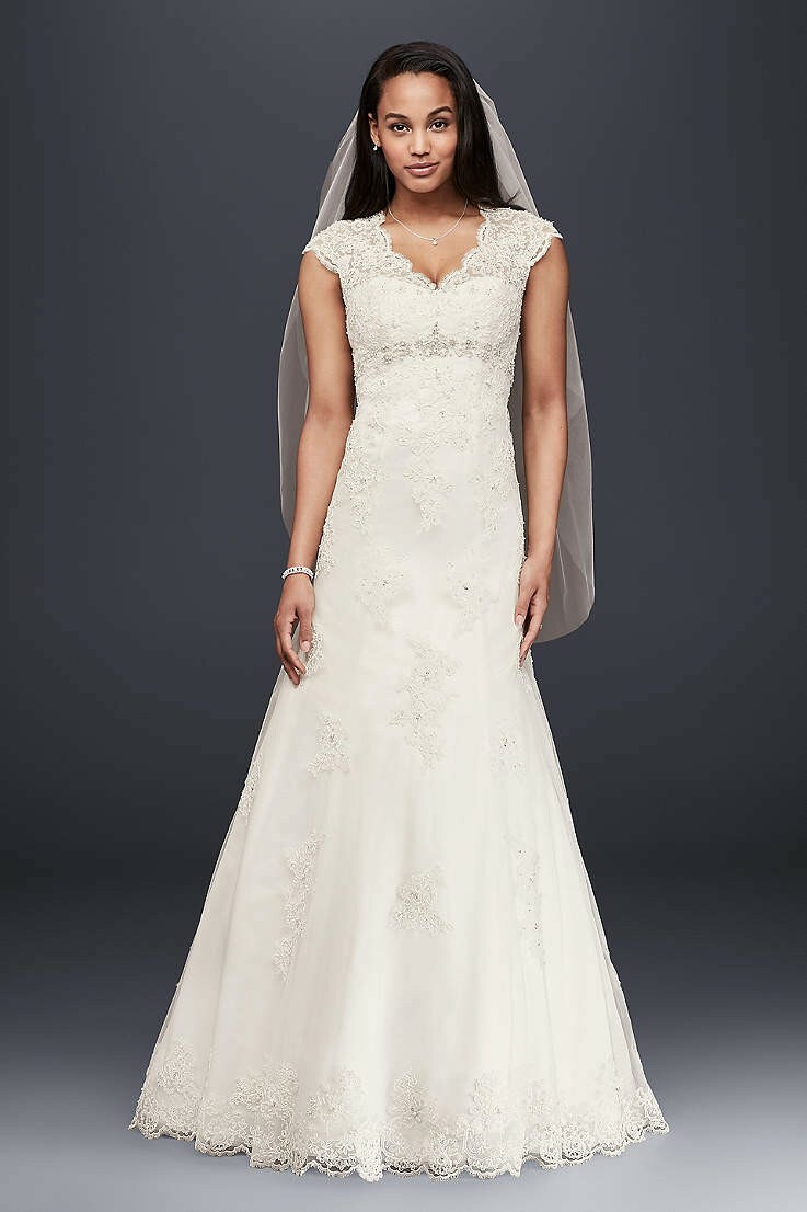 David's bridal short hotsell sleeve wedding dress