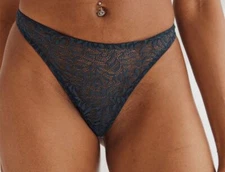 $50 Else Women's Blue Acacia Lace Thong Panty Size S/4-6