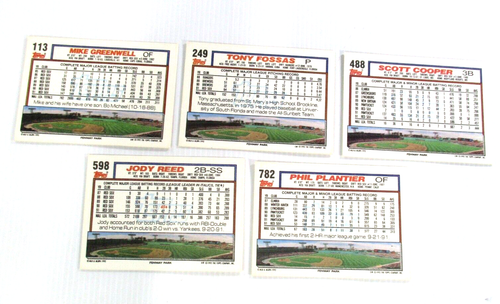 Red Sox Baseball Cards x5 #113#249#488#598#782 Major League 1992 Topps Company - Picture 2 of 6
