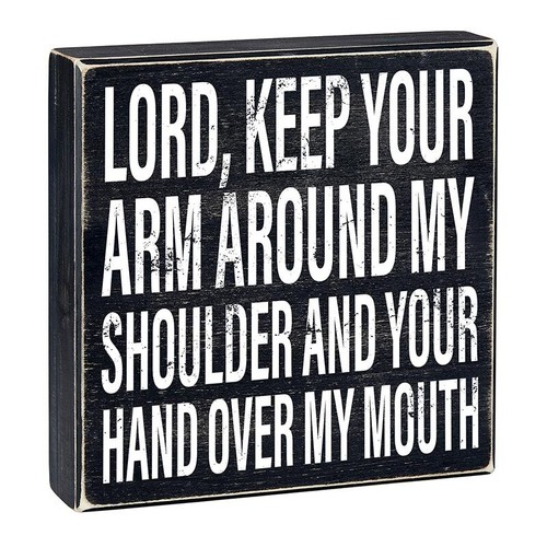 Rustic Funny Wooden Boxed Sign Wood Boxes 8in SQ x 1.75in D Lord Keep Pack of 2 - Picture 3 of 3