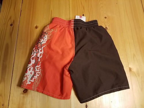 NWT Speedo Boys Swimming Trunks Size 4 Orange & Brown Dragon Water Shorts - Picture 3 of 5