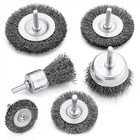 6Pcs Mix Wire Wheel Cup Brush Set Coarse Crimped Carbon 1/4'' Shank For Rotary