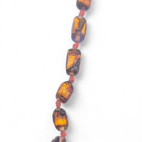 Antique Venetian Fire Opal Glass Beaded Necklace Graduated Needs Restrung - Picture 10 of 15