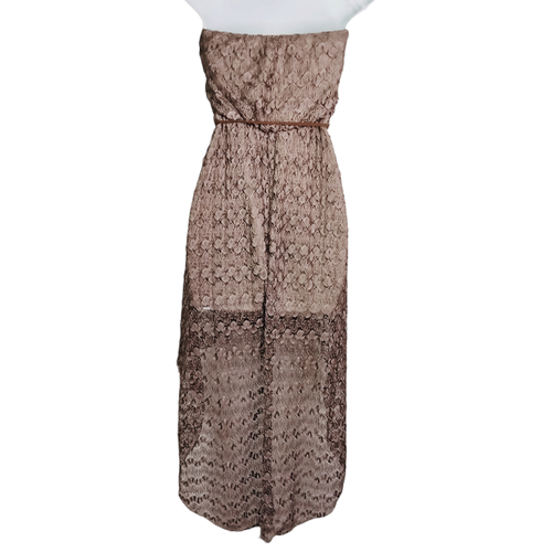 7. Januar Kleid Damen groß braun Spitze trägerlos hoch schulterfrei Y2K 90er - Bild 3 von 8
