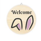 easter bunny ears welcome Wood Sign Size: 8" × 8"