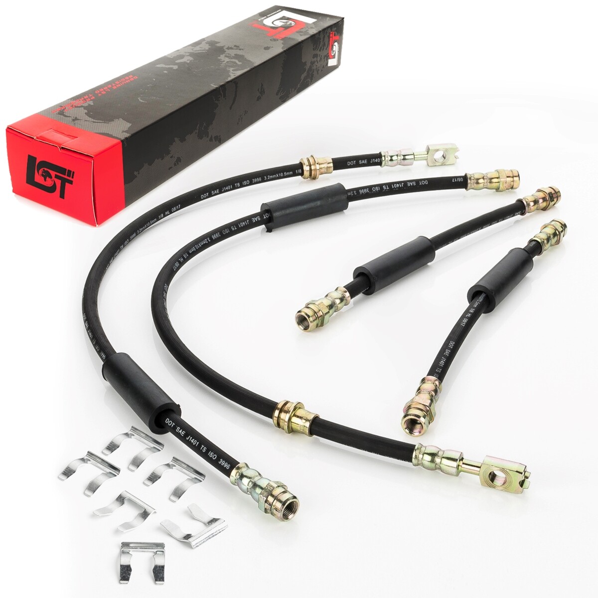 4x Brake Hose Front Rear + Hose Clamp for Audi TT 8J
