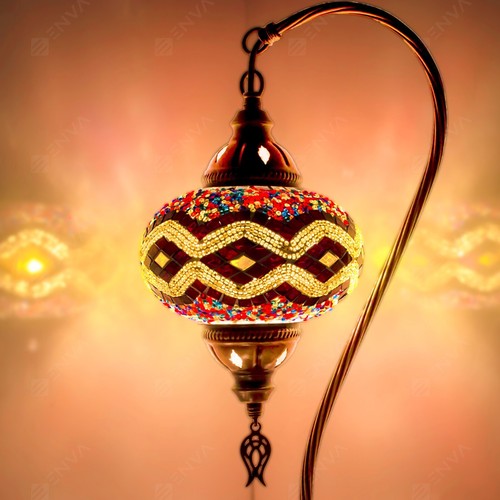 Türkisch Marokkanisch Bunte Mosaik Lampe Licht Tiffany Glas Schreibtisch Tisch KOSTENLOSE Glühbirne - Bild 26 von 76