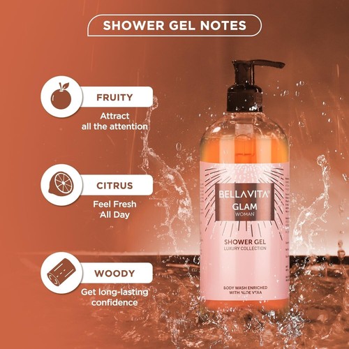 Bella Vita Luxury Glam Woman Body Wash Refreshing Shower Gel - 500ML - Picture 2 of 7