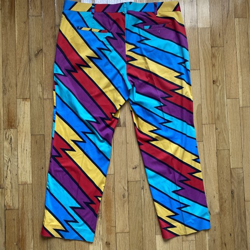 Loudmouth Pants Mens 42x30L Multicolor Golf Retro Lightning Bolt Thunder Vibrant - Picture 2 of 8