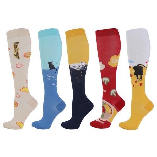 5 Pairs Compression Socks for Women 20-30mmHg Knee High Support Sports Nurse S/M - Picture 21 of 22